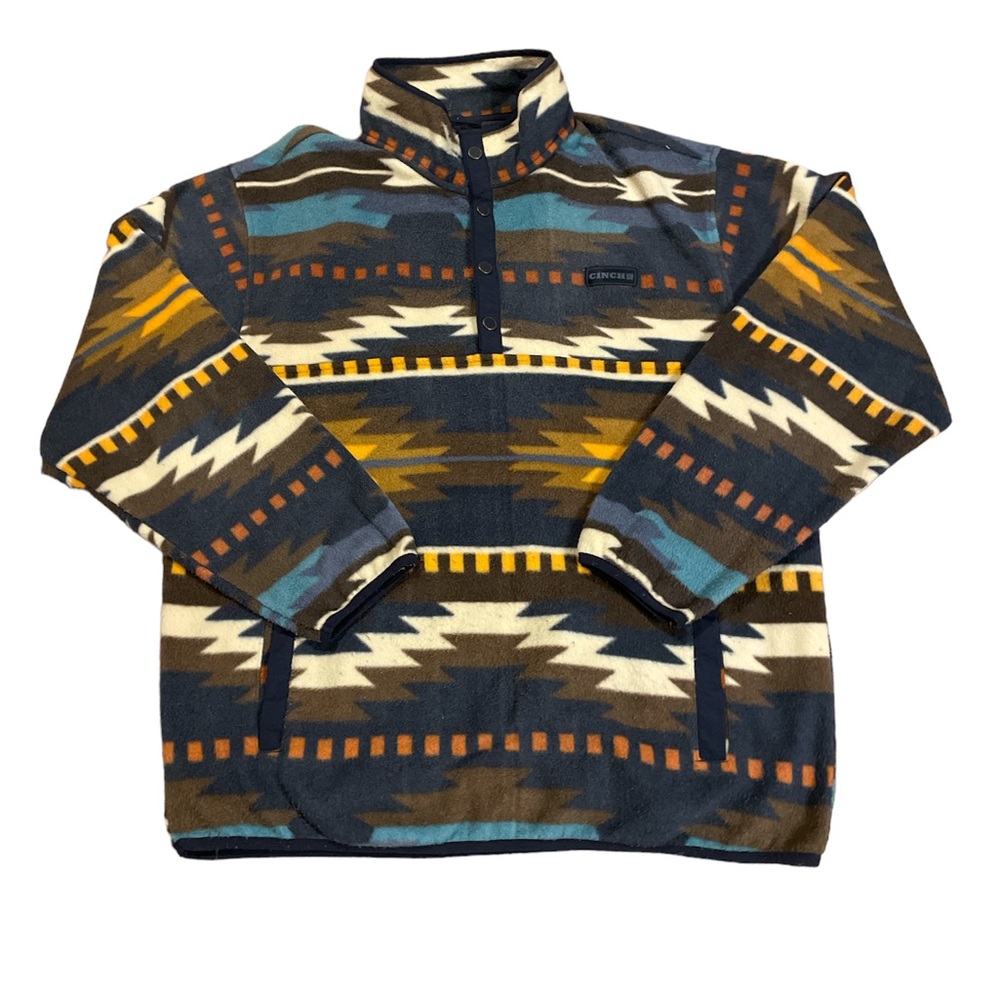 Cinch Polar Fleece Snap Up Aztec Print Size Large